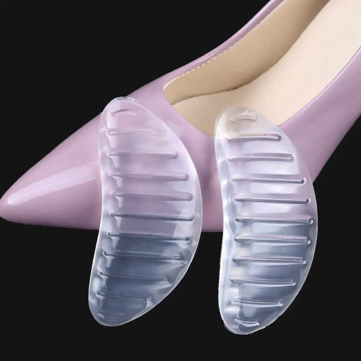Pairs Adhesive Gel Insoles Arch Support Pads Transparent Non-Skid Massage Stripe Flat Feet Correction Cushioning Plantar