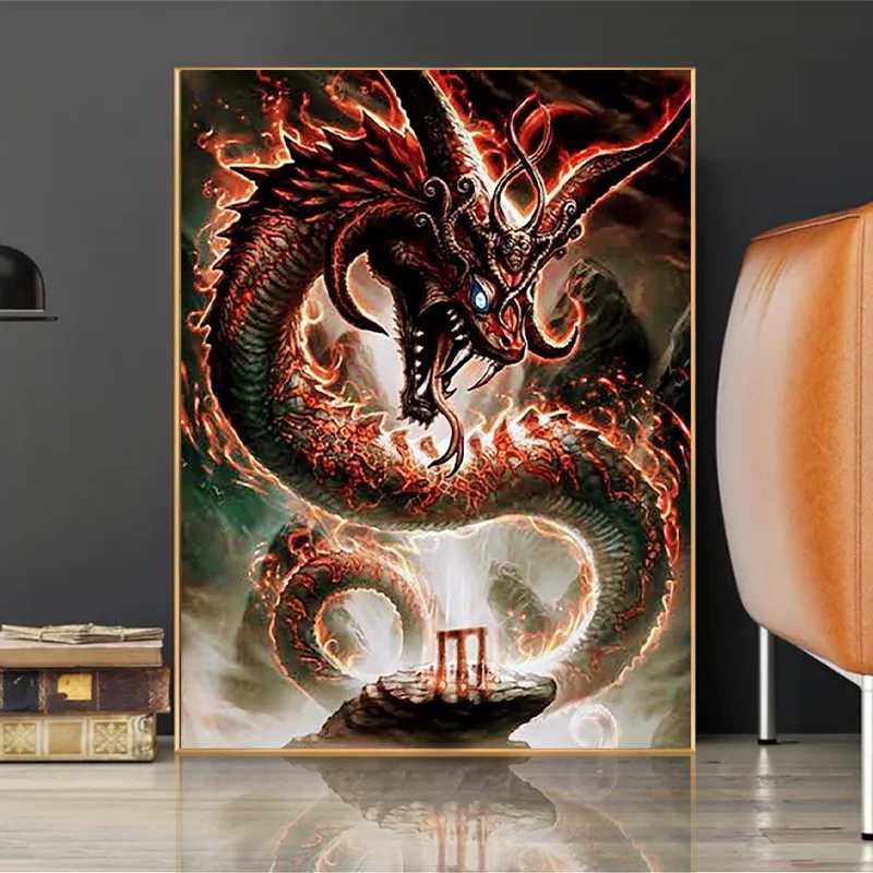 Smok diamentowy obraz mozaikowy zwierząt pełny haft diamentowy DIY krzyż zestaw do szycia zdjęcia ze strasu Wall Art Handmade prezent