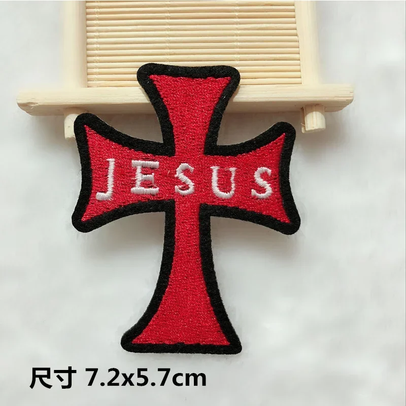 Black Cross Mixed Colors Embroidered Patches for Clothing Iron on Applique Embroidery Jesus Cross Gothic Clothes Sticker Badges