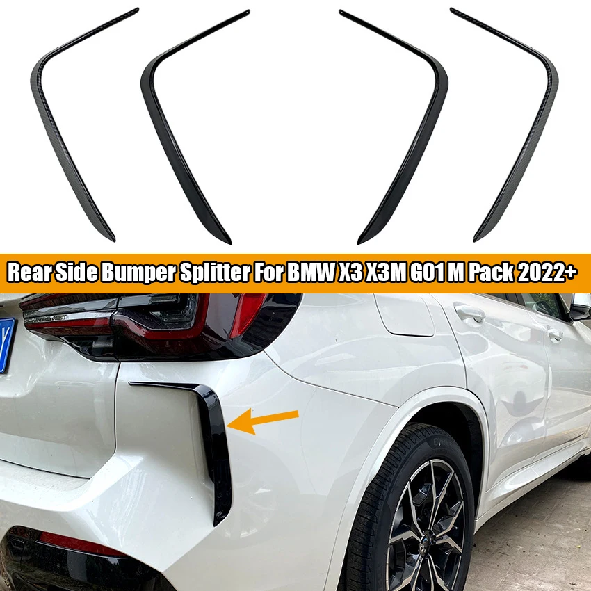 

For BMW X3 X3M G01 M Pack 2022+ Rear Bumper Splitter Side Spoiler Trim Air Vent Boot Intake Body Kit Canard Car Accessories