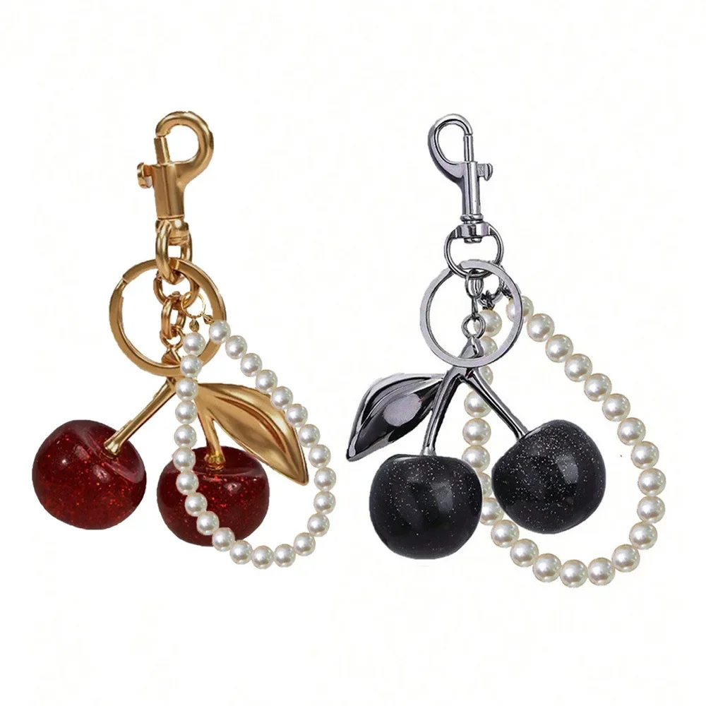 حقيبة الكرز العصرية سلسلة المفاتيح المعدنية قسط الجودة مفتاح السيارة سحر ملحق جذاب قفل مفتاح حامل لحقائب اليد