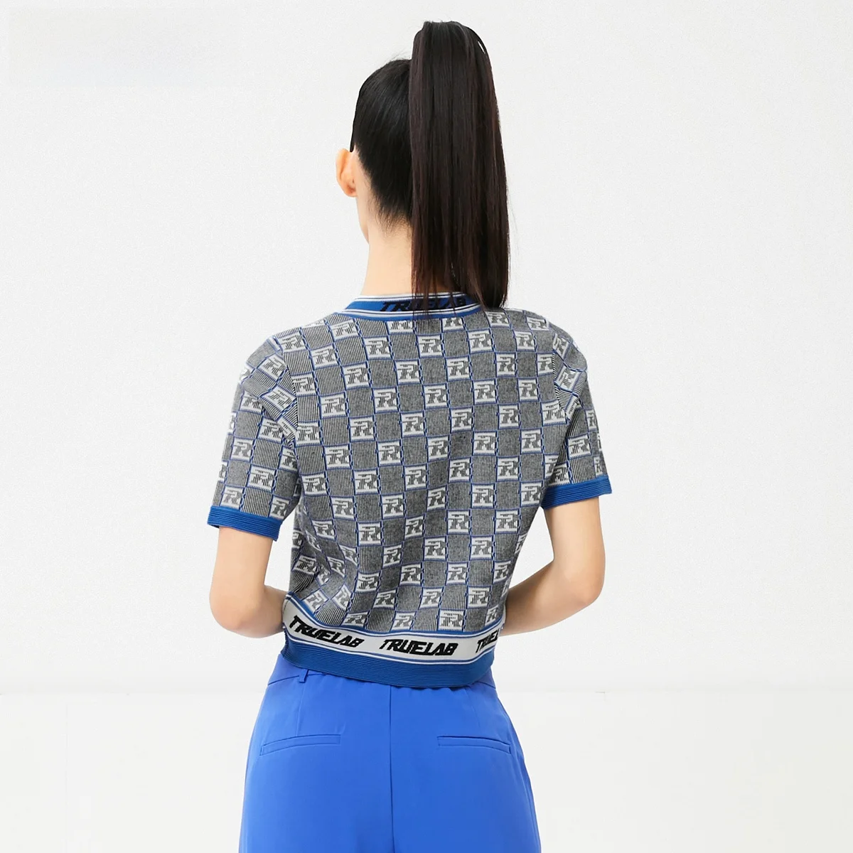 Only ort Sve Strickpullover Damen Faionable Round Ne Splicing Plaid Letter Herbst Winter Baumwollmischung Bio-Baumwolle