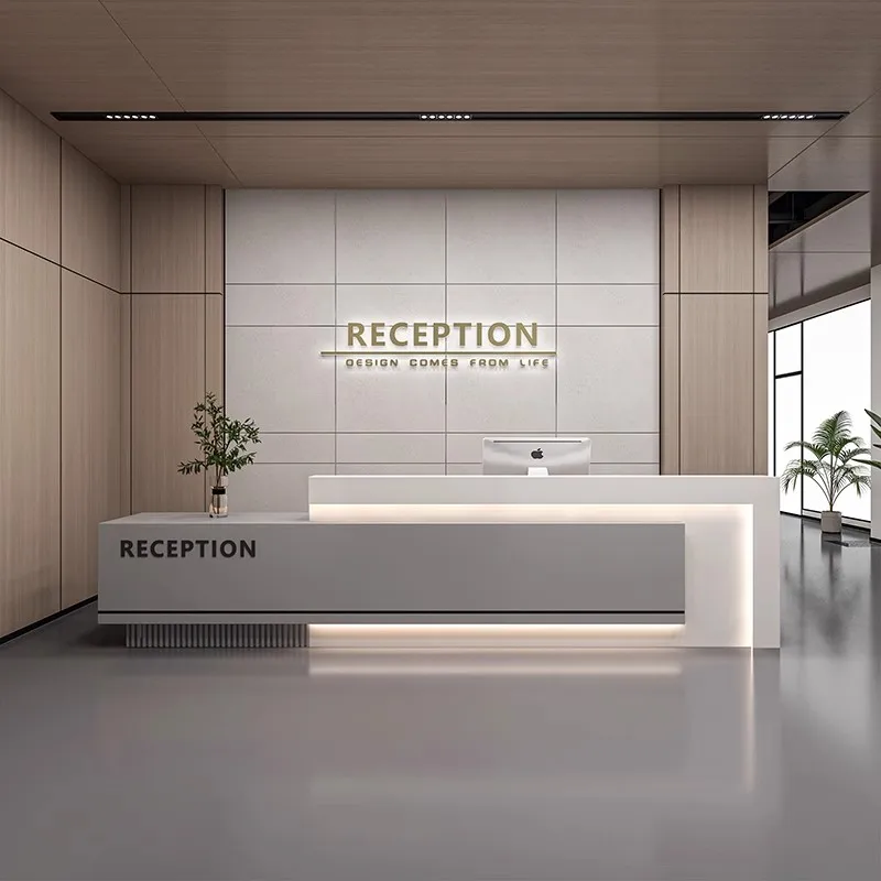 White Reception Desk Office Salon Modern Bar Counter Diy Reception Desk Cashier Table Rezeption Desk Beauty Luxury Furniture