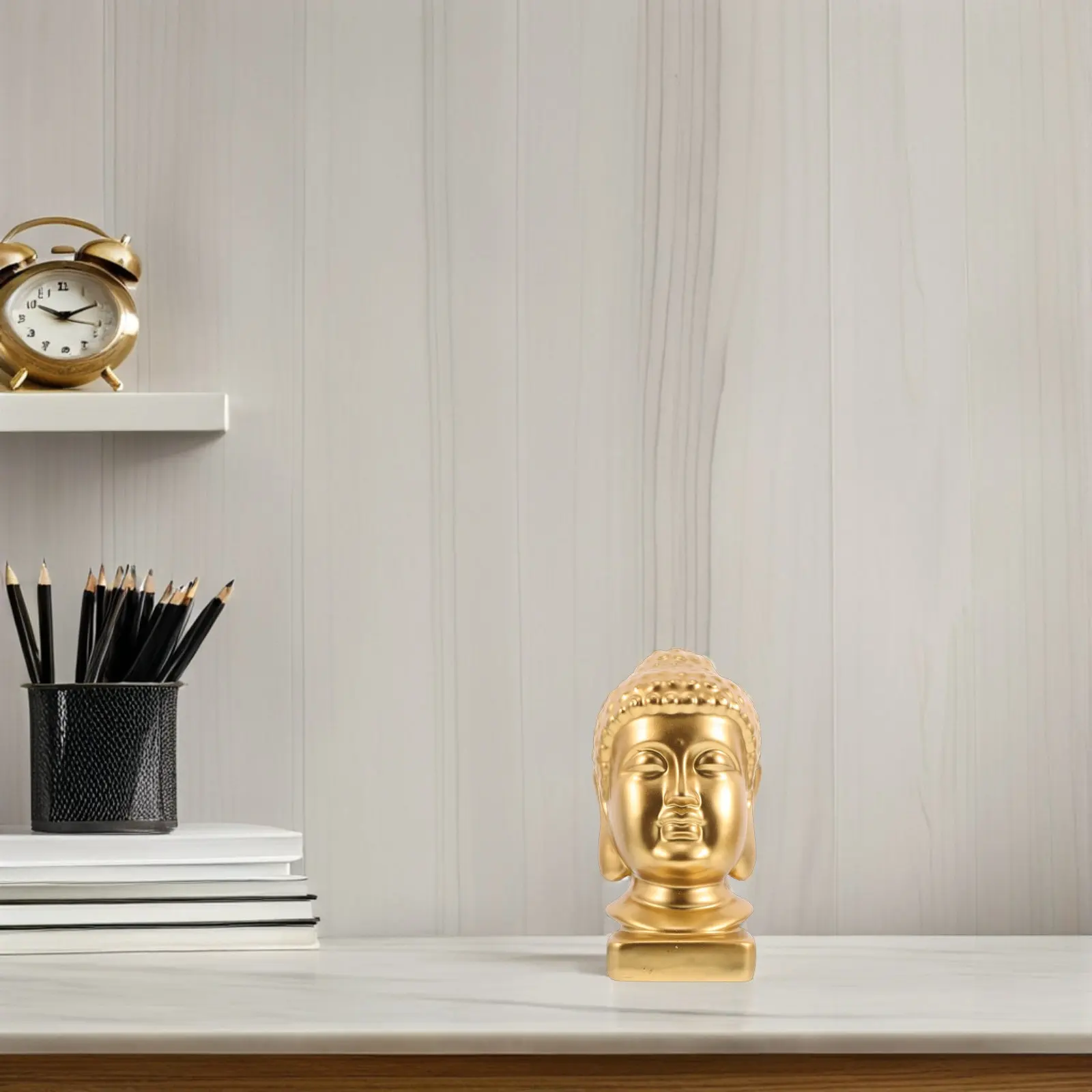 Serene Resin Buddha Head Art Sculpture for Home Decoration Living Room Entryway Altar Meditation Space Zen Feng Shui Asian