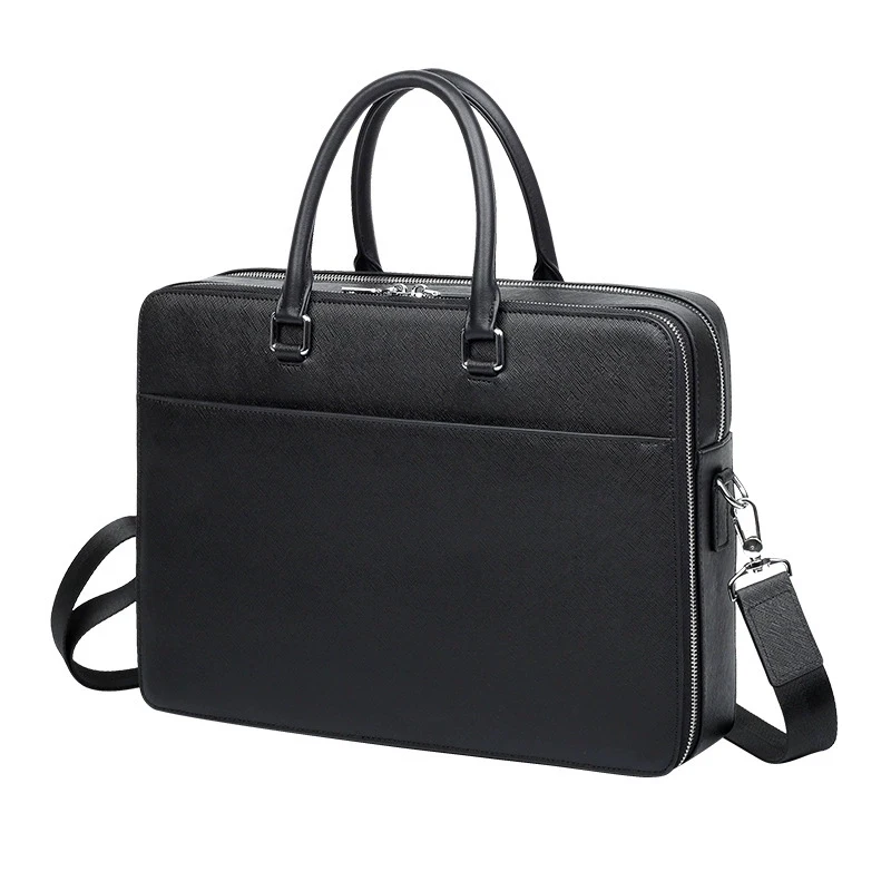 Split Leather Briefcase for Man Luxury Cowhide Vintage Executive Laptop Document Handbag Tote Shoulder Business Portable Bag