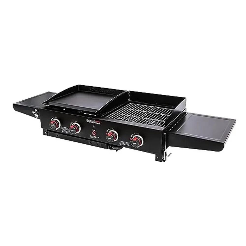 4-Burn Gas Grill Griddle Combo 48,000 BTUs Portable Outdoor Cooking with Foldable Legs High Performance Stainless Steel Burners