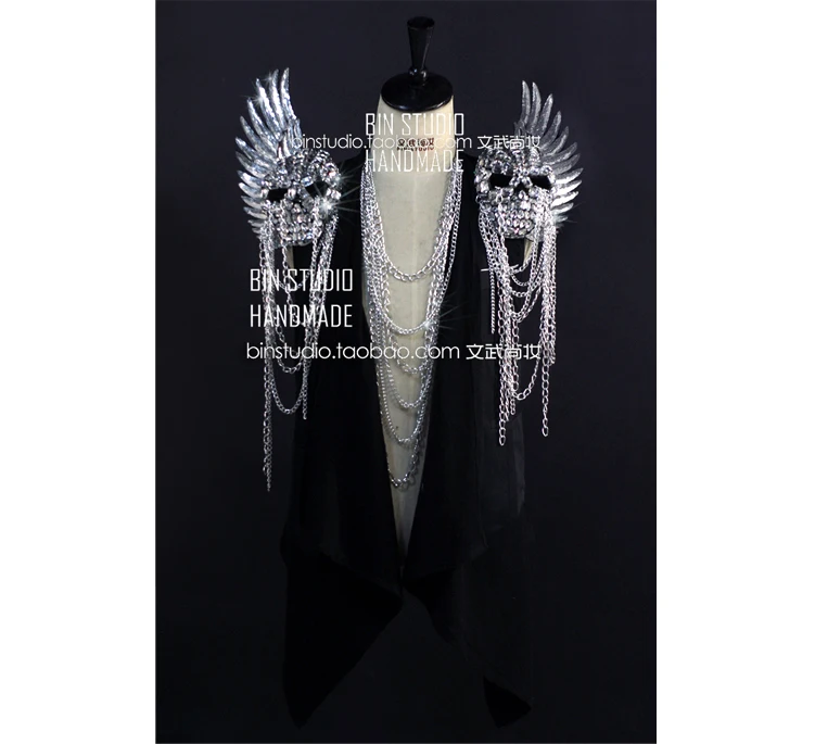 

Angel Skull Shoulder wear Dancer Stage Show Celebrity Runway Burning Man Outfit Birthday Party Wear gift Stage man