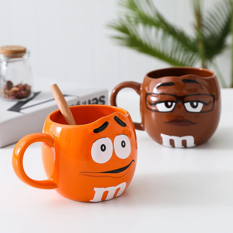 كوب فاصوليا M كوب سيراميك عالي السعة لحليب الإفطار جلب ملعقة الشوفان تعبير شخصي في المخزون لعبة محيطة لطيفة #4