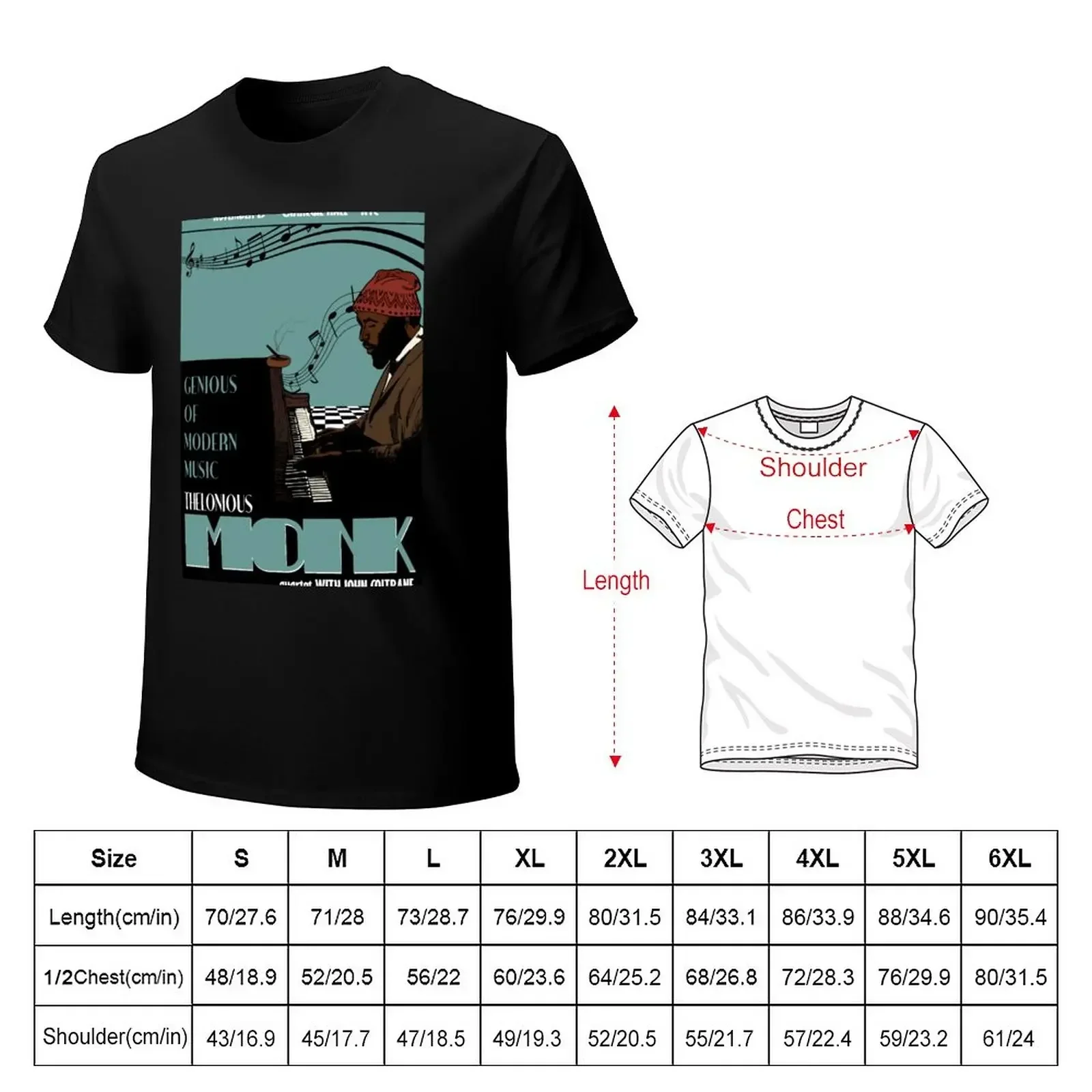 Thelonious Monk Original Jazz Art T-Shirt custom shirt Aesthetic clothing mens t shirts pack