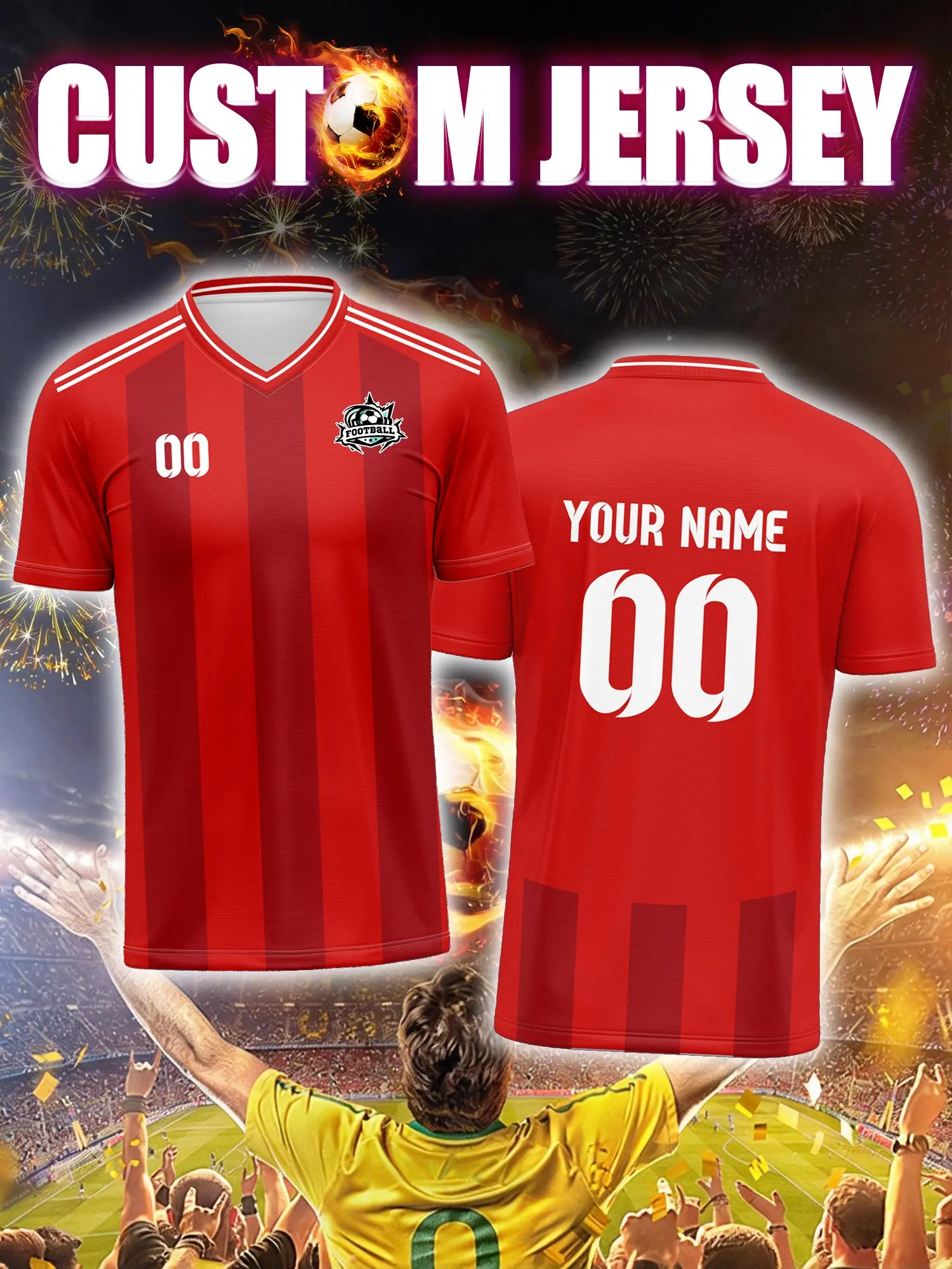 2026 Men's and Women's Customized Name and Number Sports V-Neck Jerseys, Quick-Drying, Fashionable, Sublimation Technology