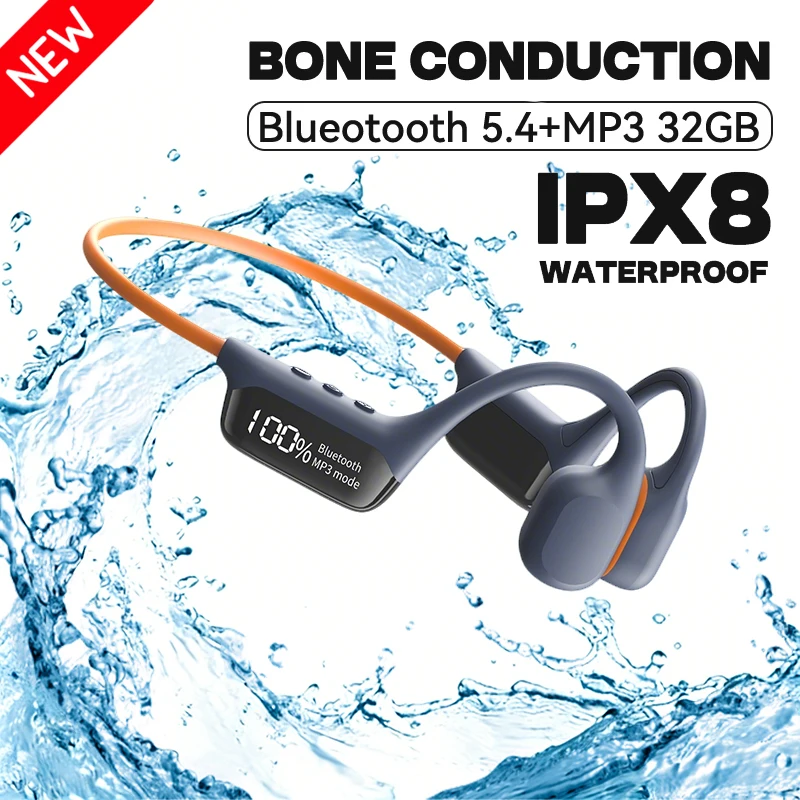 S10 Bluetooth 5.4 Echte beengeleidingshoofdtelefoon IPX8 Waterdicht DT5.0 MP3 Ingebouwd 32GB geheugen LED digitaal display om te zwemmen