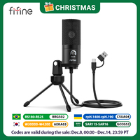 FIFINE USB Condenser Microphone with Gain Knob,Metal Recording Mic for Home Studio,Podcasting,Voice-over,Laptop,Windows -K669