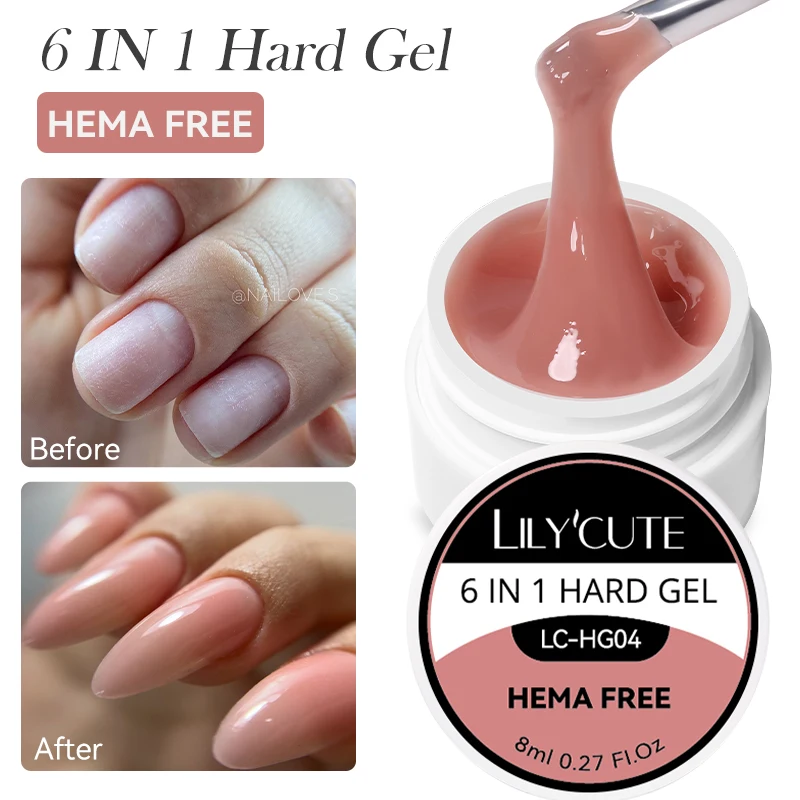 LILYCUTE 8 مللي 6 في 1 هلام الصلب وصلات لإطالة الأظافر هلام البولندية هيما الحرة نقع قبالة ثلاثية الأبعاد نحت زهرة تقوية البناء مسمار الفن #3