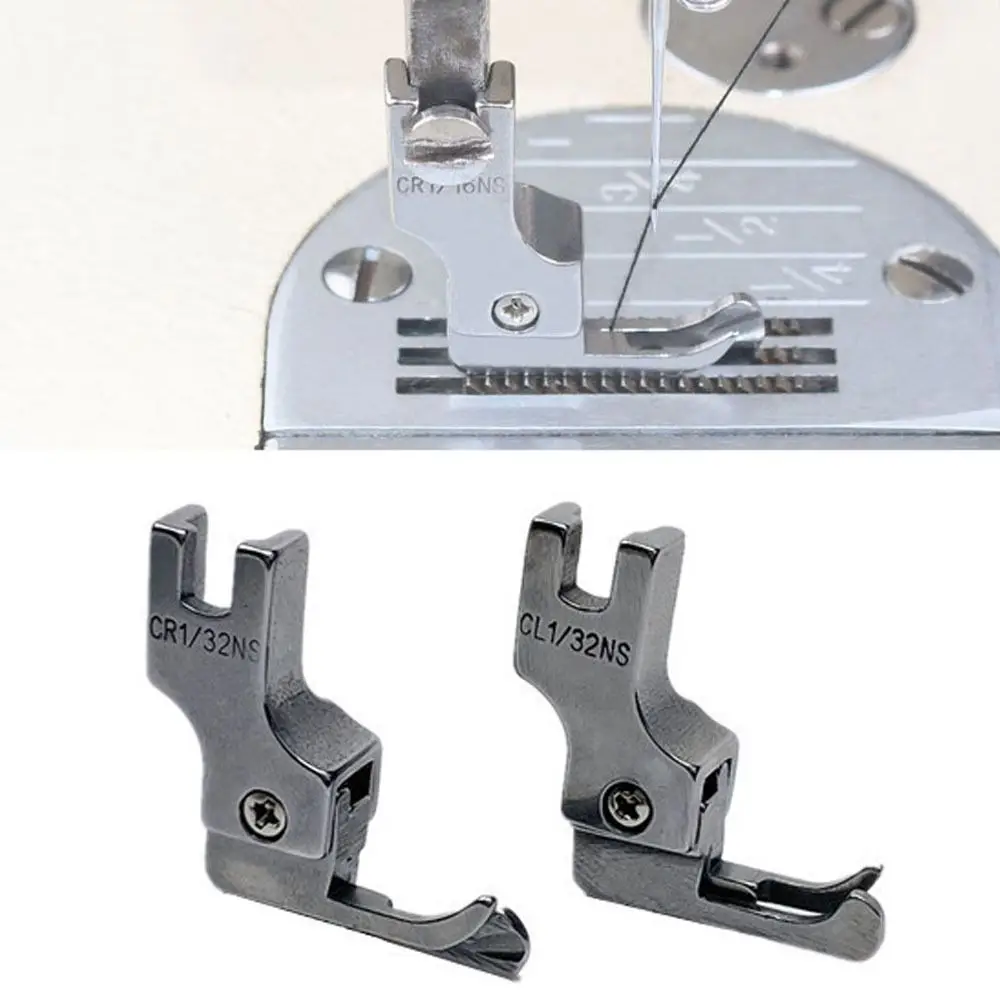 Left/Right Edge Guide Presser Foot Narrow Type Durable Pressing Foot Lockstitch Sewing Machine Feet for Knitt and Thin Materials