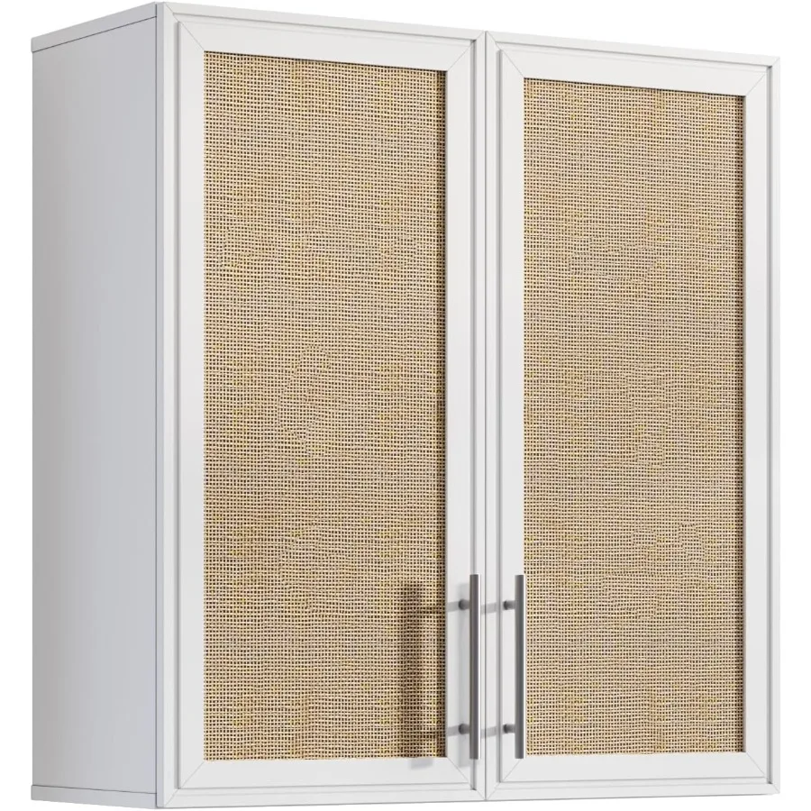 Rattan Wall Storage Cabinets 30 Wide Large Wall Amount Cabinets with Adjustable Shelf for Laundry RoomKitchen Bathroom