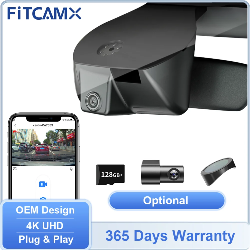 

Front Rear Optional Dashcam for RAM 1500 2500 3500 2013-2024 4th 5th Gen & 4500 2013-2018 4th Gen, FITCAMX 4K Car Recorder WIFI