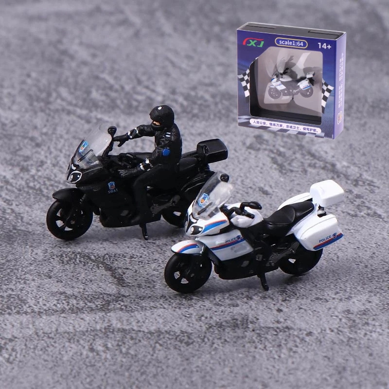 1/64 Miniature Alloy Motorcycle Model Public Security Special Police Furniture For Display Kid Birthday Gift