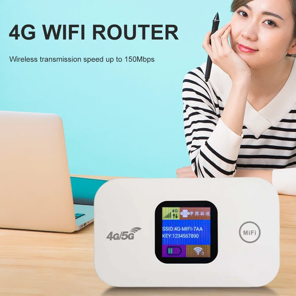 4G LTE Wireless WiFi 150Mbps Wireless Router Sim Card Slot Portable Network Hotspot Device 2100mAh Colorful LED Display