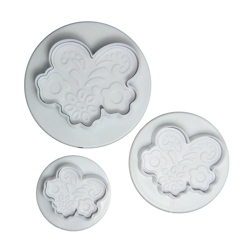 

Plastic 3PCS Lace Flower Pattern Cake Decoration Fondant Molds Set HB0629