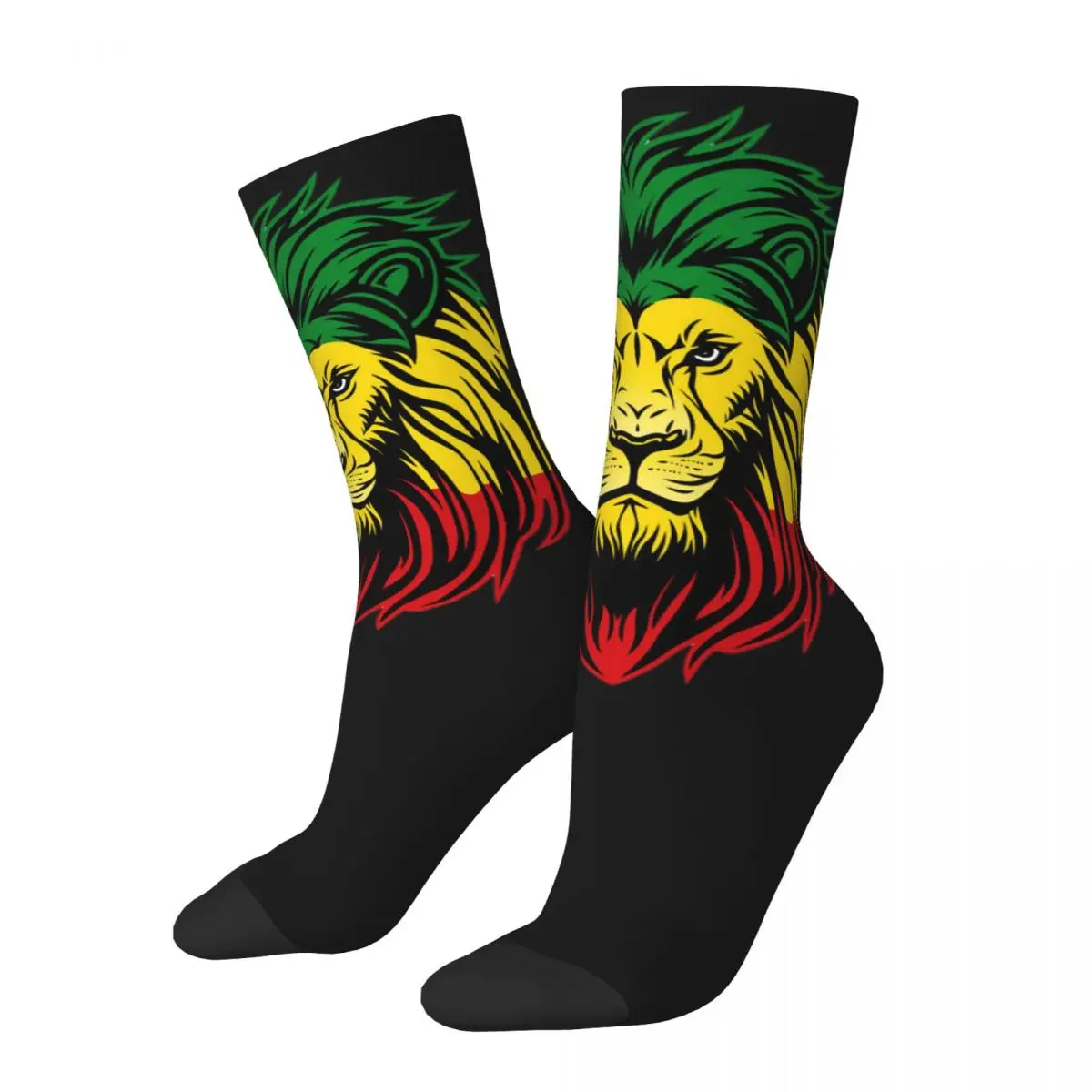 Red Yellow Green Lion of Judah Unisex Winter Socks Warm Happy Socks Street Style Crazy Sock