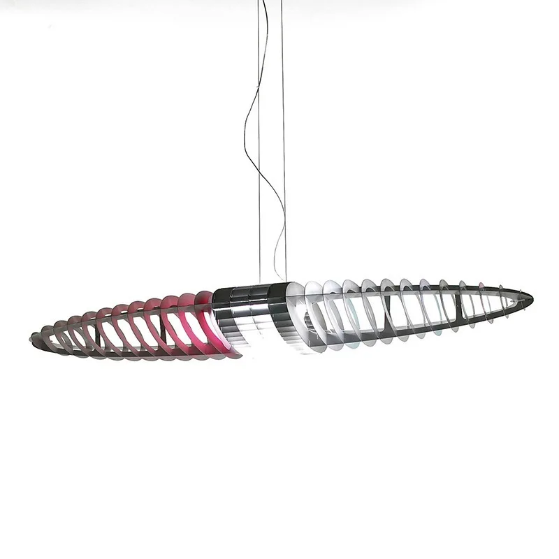 Spaceship double mirror stainless steel color art chandelier retro classic strip led light