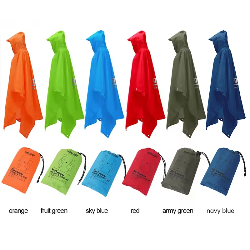 3-in-1 Waterproof Raincoat Breathable Windproof Waterproof Multifunction Hiking Camping Fishing Rain Poncho Portable Rain Gear
