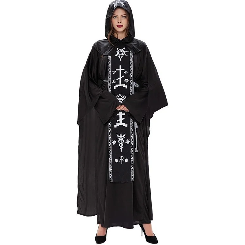 Erwachsene Halloween Kostüm Bla Robe Zauberer Dr up Kleidung Cosplay Zauberer Traditionelle Chinesische Bühne Leistung Frauen...