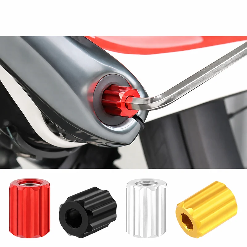 M6 Bicycle Crank Preload Adjuster Cap Aluminum Alloy Bottom Bracket Tool with Hex Key, Red Black Silver Gold
