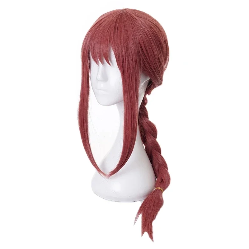 Parrucca Cosplay Makima Anime Chainsaw Man Lunghi Capelli sintetici intrecciati rosa Giochi di ruolo Parrucche di Halloween + Cappellino per parrucca