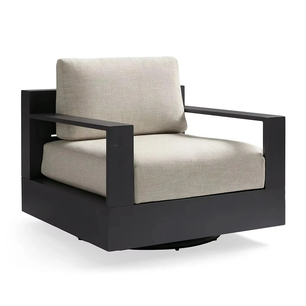 

*Modern Luxury Outdoor Aluminum Swivel Chair Handcrafted Single Seat Comfortable Patio Garden Lounge Chair Waterproof