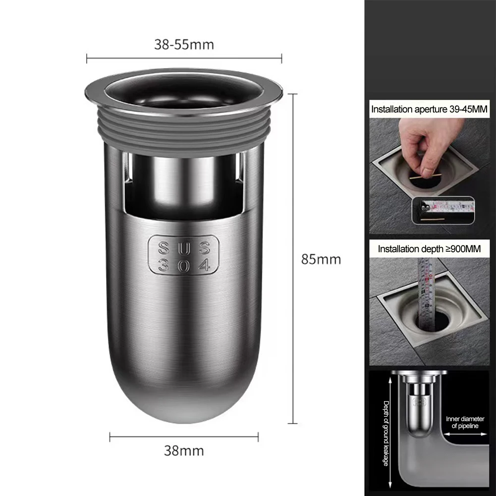 1pc Shower Floor Drain Backflow Preventer Sewer 304 Stainless Steel Toilet Sewer Filter For Bathroom Accessories