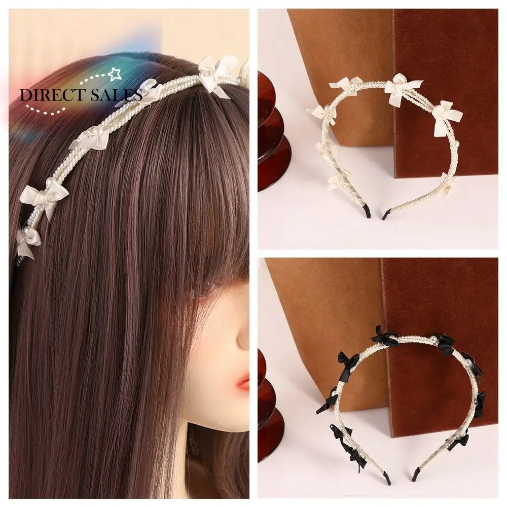 

Fashion Korean Style Pearl Hair Band Headwear Ins Bow Headband Hairband Hair Accessories Pearl Hair Hoop Girl