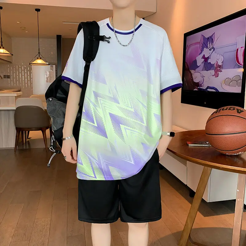 

T-shirts Shorts Suits for Men Smooth Man Sets Sports Novelty in Outdoor Stylish Trendy Two Piece Set Korean Slim Fit Chic Cool