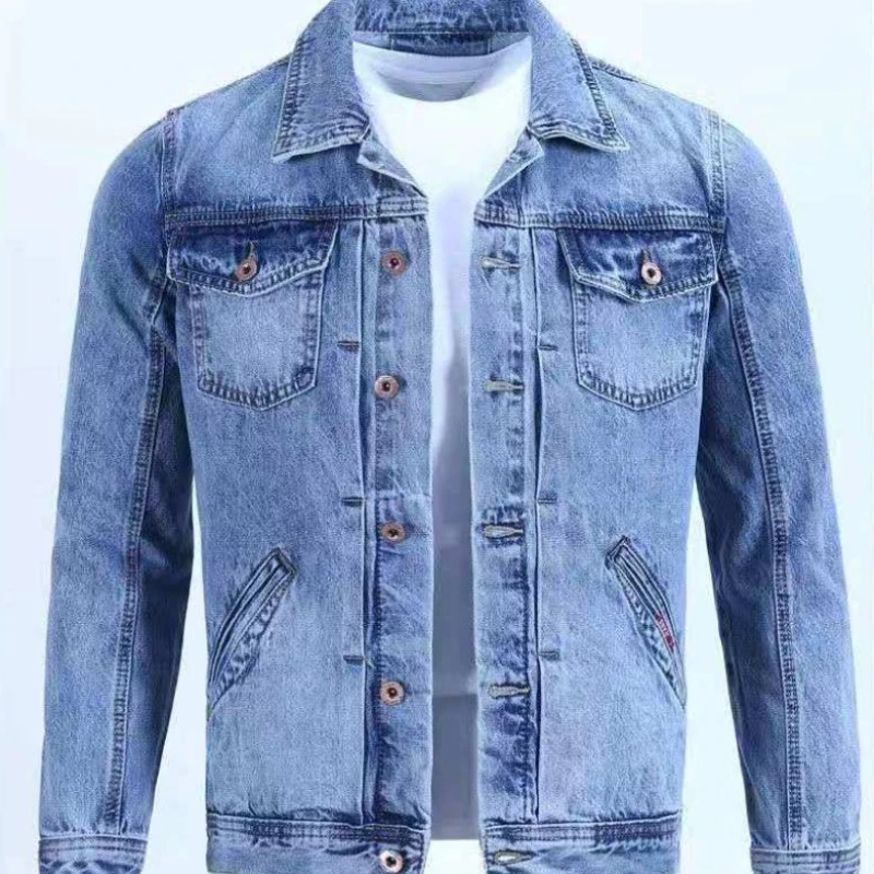 Denim Jackets Man Autumn Button Jeans Coat for Men Light Joker Fashion in Lowest Price Loose Korean Popular Clothes Clothing New