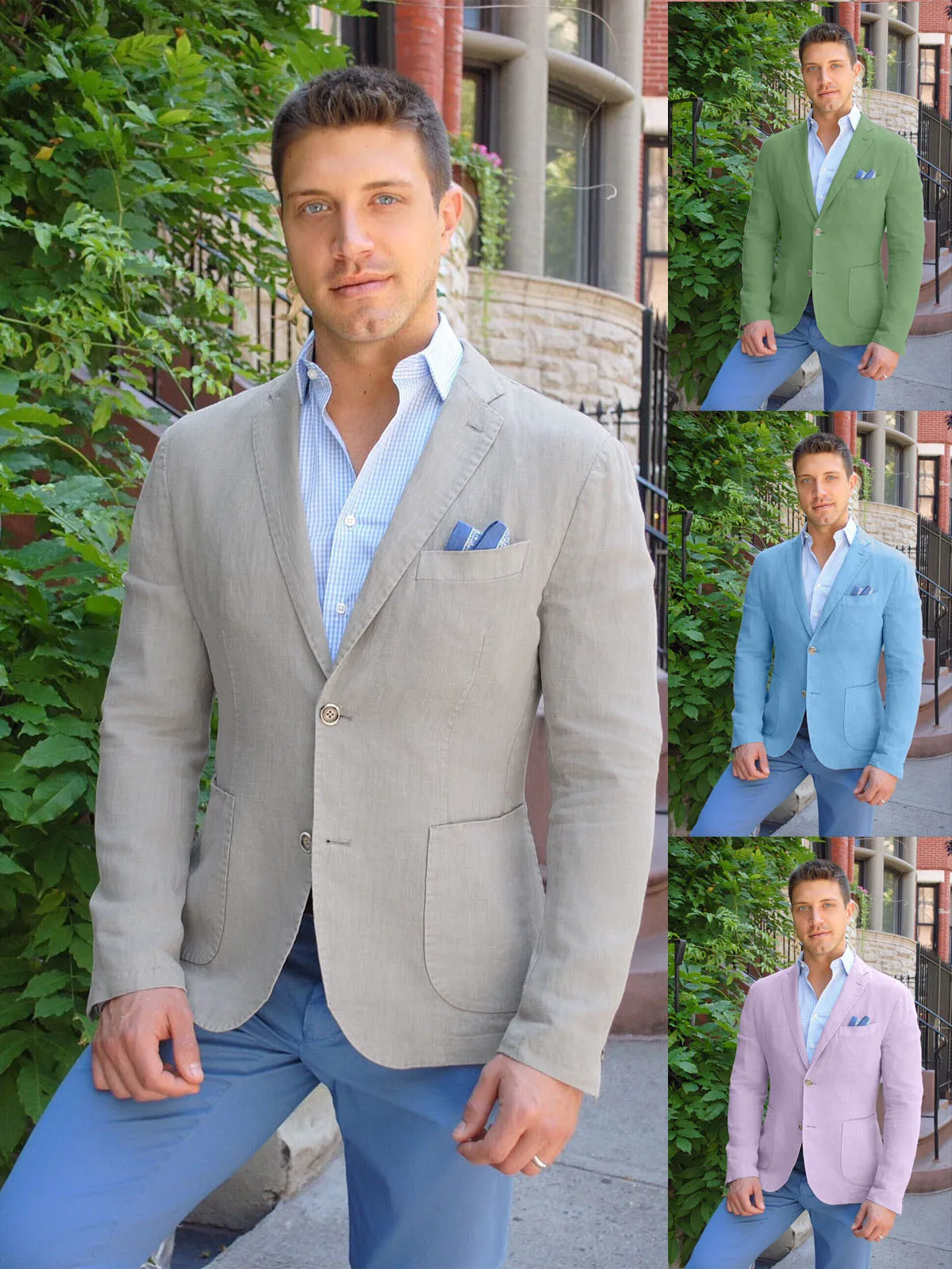 

Casual Linen Suits for Men Solid Slim Fit Notched Lapal Tuxedo Men Suit Set Trajes Para Hombre Bleizer Masculino Custom Man Suit