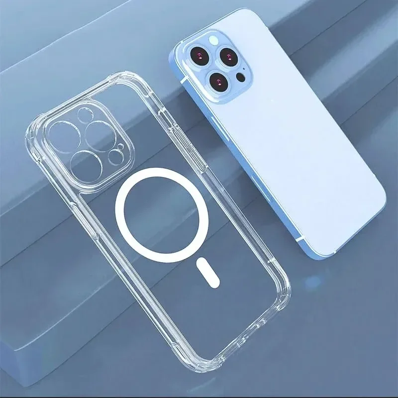 Funda Original de Silicona Transparente Magsafe para iPhone 17 16 15 14 13 12 11 Pro Max Plus Magnética para Carga Inalámbrica