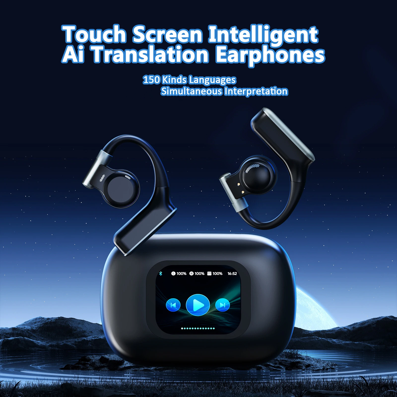 2025 New Multi-Languages Simultaneous Interpretation Earphones Color Touch Screen Smart Ai Translation Noise Reduction Earbuds