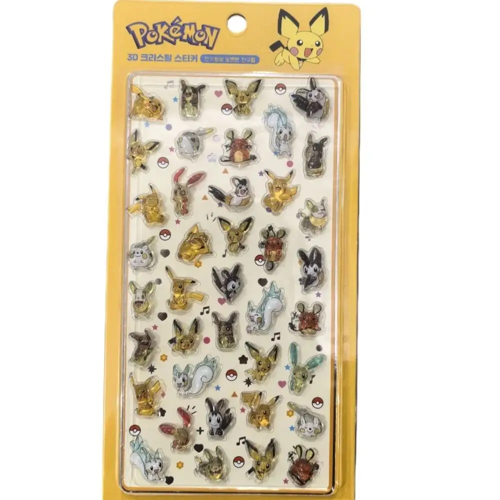 4Pcs Pokemon Pikachu Sprigatito Tandemaus Three-Dimensional Relief Sticker Diy Phone Case Stationery Box Friend's Birthday Gift view 6