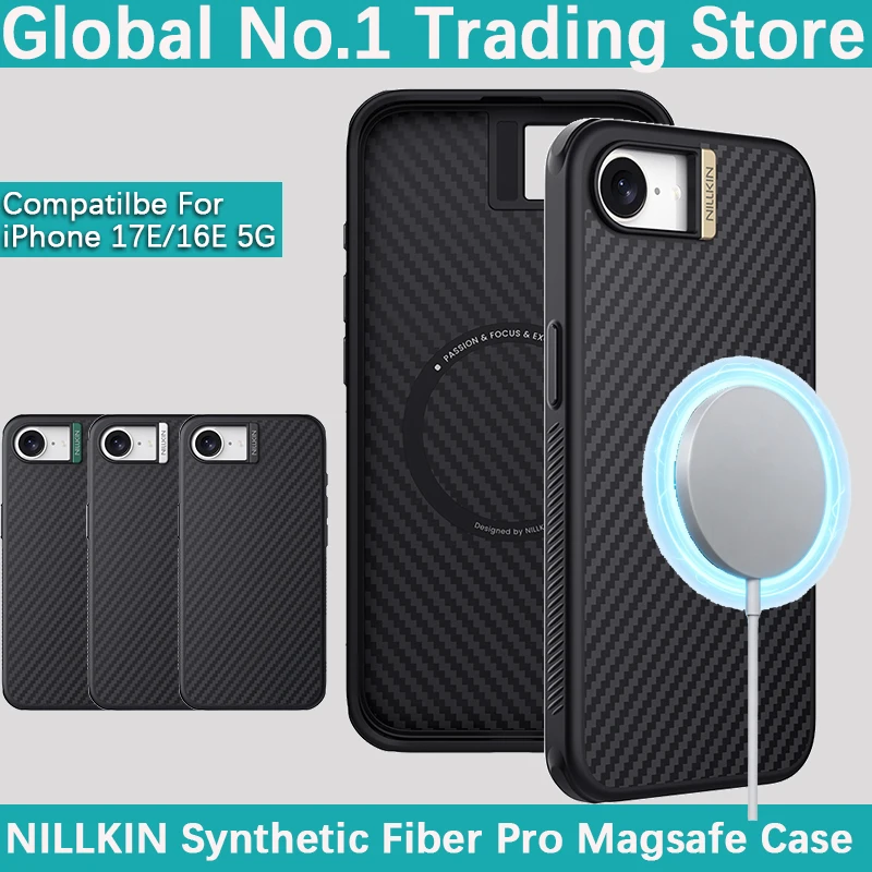 

Чехол NILLKIN Pro из синтетического волокна с магнитной фиксацией для iPhone 17E/16E, противоударный защитный чехол для iPhone 16E 17E, совместимый с MagSafe