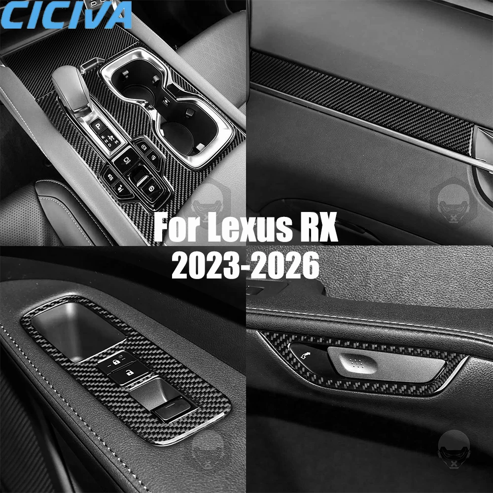 Real Carbon Fiber Car Accessories Gear Shift Black Trim Cover Soft Sticker For Lexus RX300 RX350h RX500h 2023 2024 2025 2026
