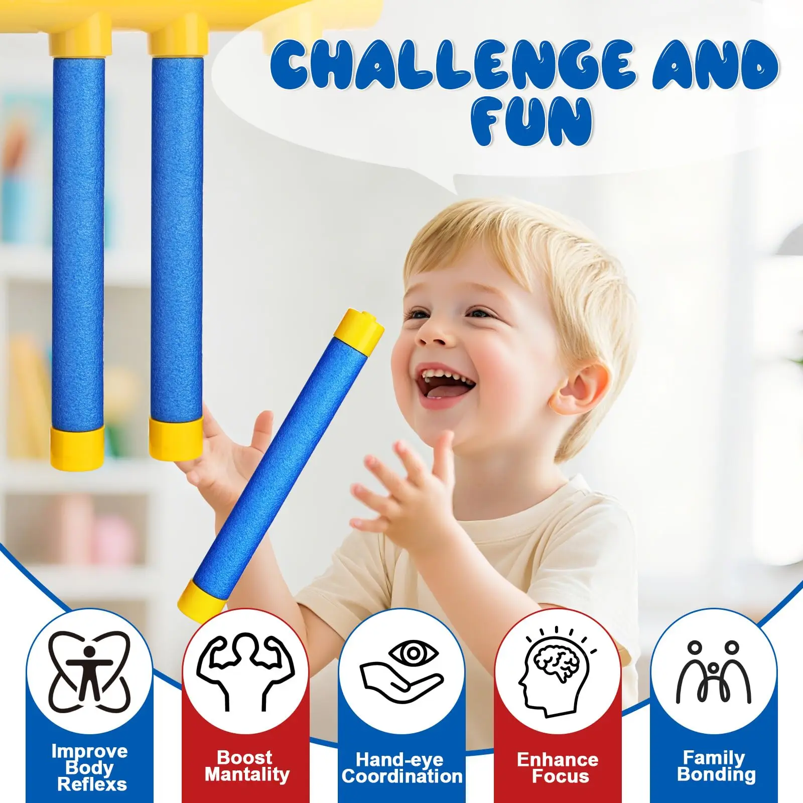 Juego De Reflejos Con Palos De Caída – Entrenamiento De Coordinación Ojo-mano Con 3 Velocidades Ajustables, Para Niños Y Adultos, Portátil Y Plegable