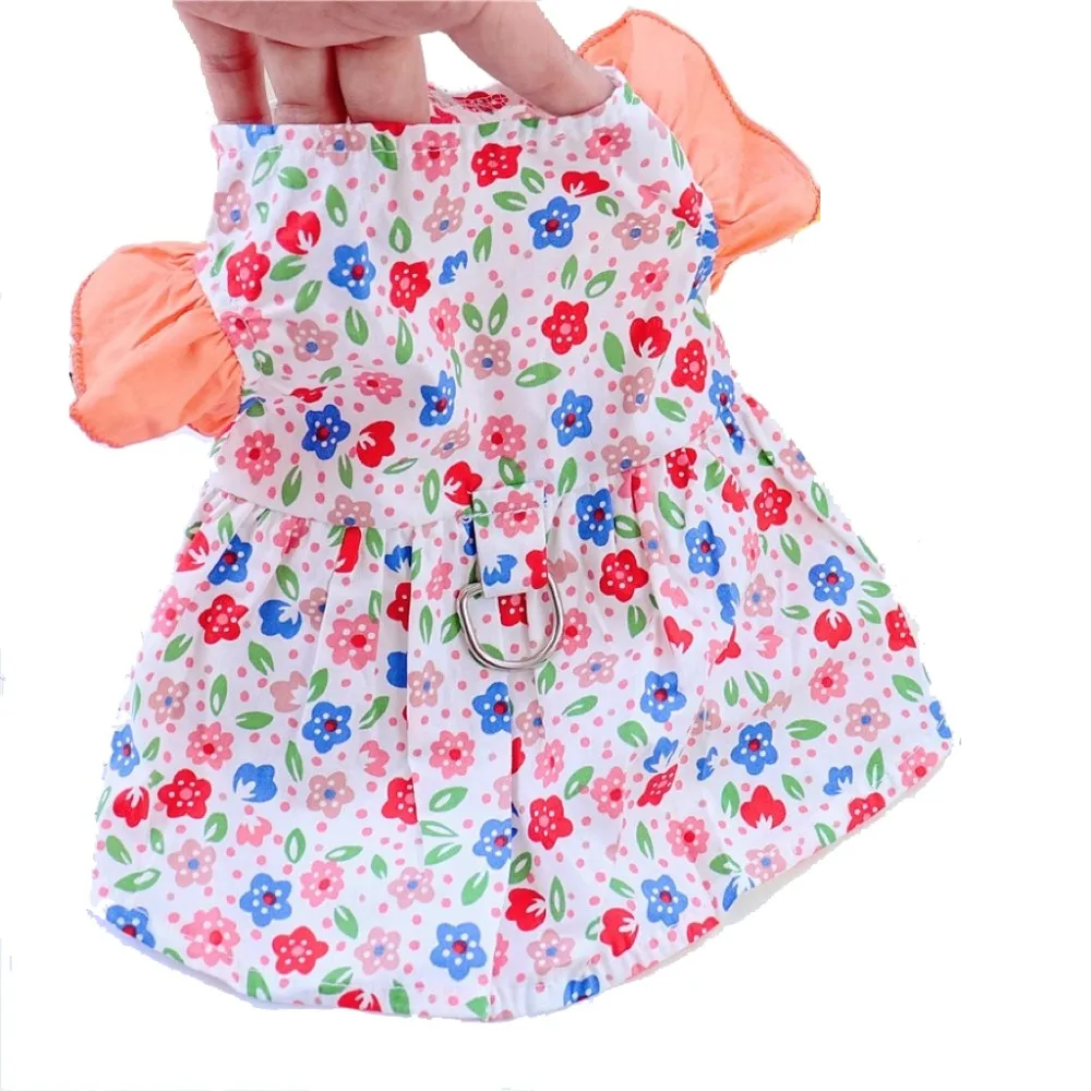 

Fashion Floral Print Dog Princess Dress Soft Thin Pet Summer Dress Breathable Dog Flying Sleeve Skirt for Small Dog
