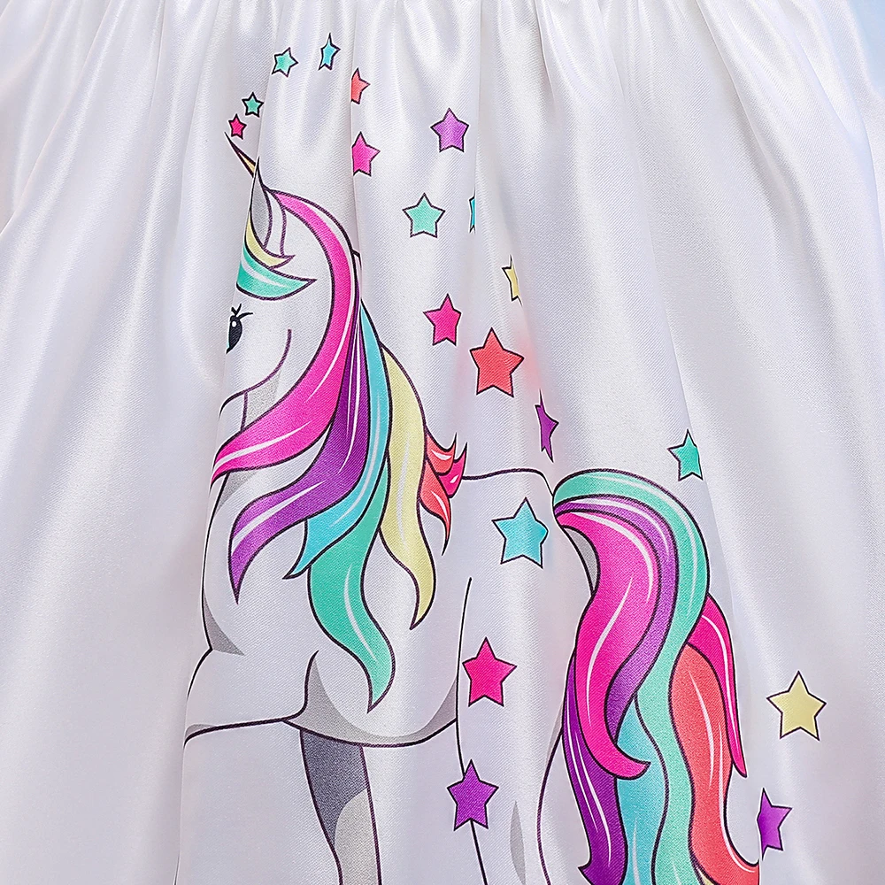 Girls Unicorn Colorful Cosplay Party Dress Kids 3pcs Special Carnival Pageant Dresses Girl Bow Trailing Princess Gown Young Wear