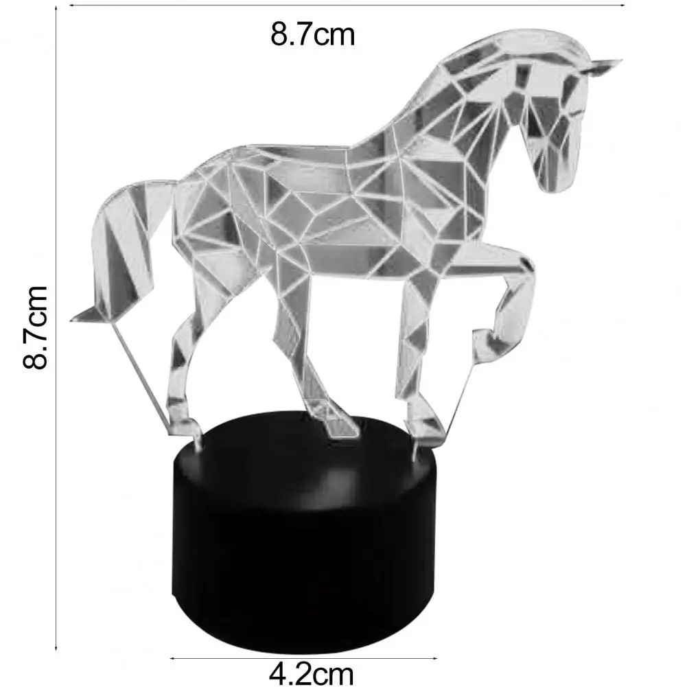 3D LED Lamp Black Color 3D Nigh Light Flicker-Free Create Atmosphere Light Color Changeable 3D Horse Style LED Lamp