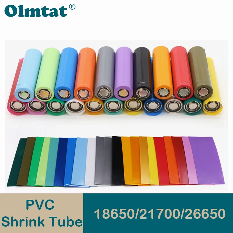 20/50/100/300pcs PVC Heat Shrink Tube 18650/21700/26650 Lipo Battery Wrap Precut Insulated Film Cover Lipo Battery Sleeve Casing