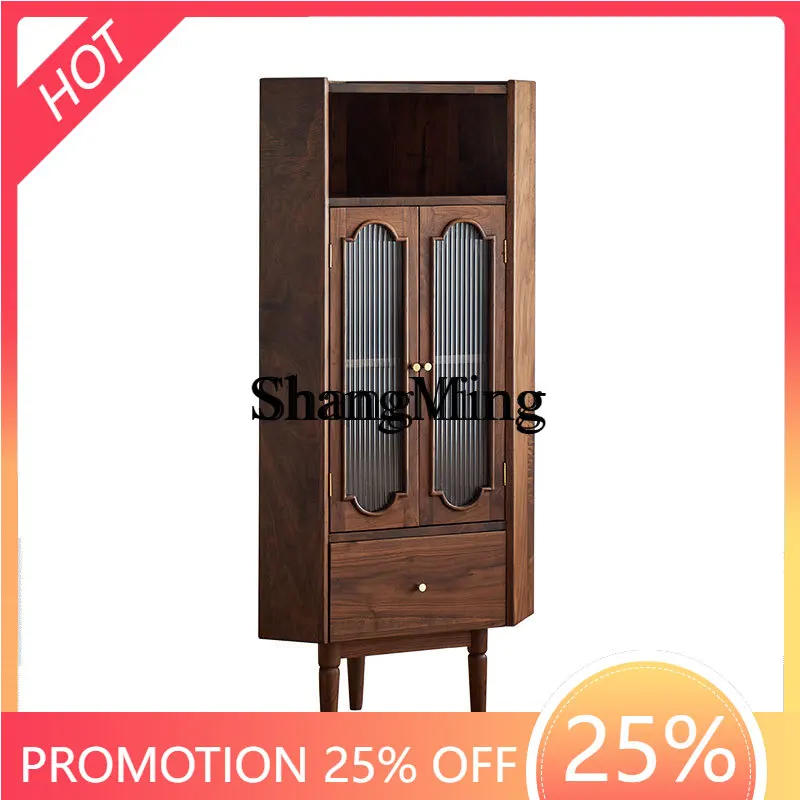 

ZYY премиум-класса, обеденный боковой шкаф из черного ореха, треугольный шкаф из массива дерева, угловая полка, книжный шкаф