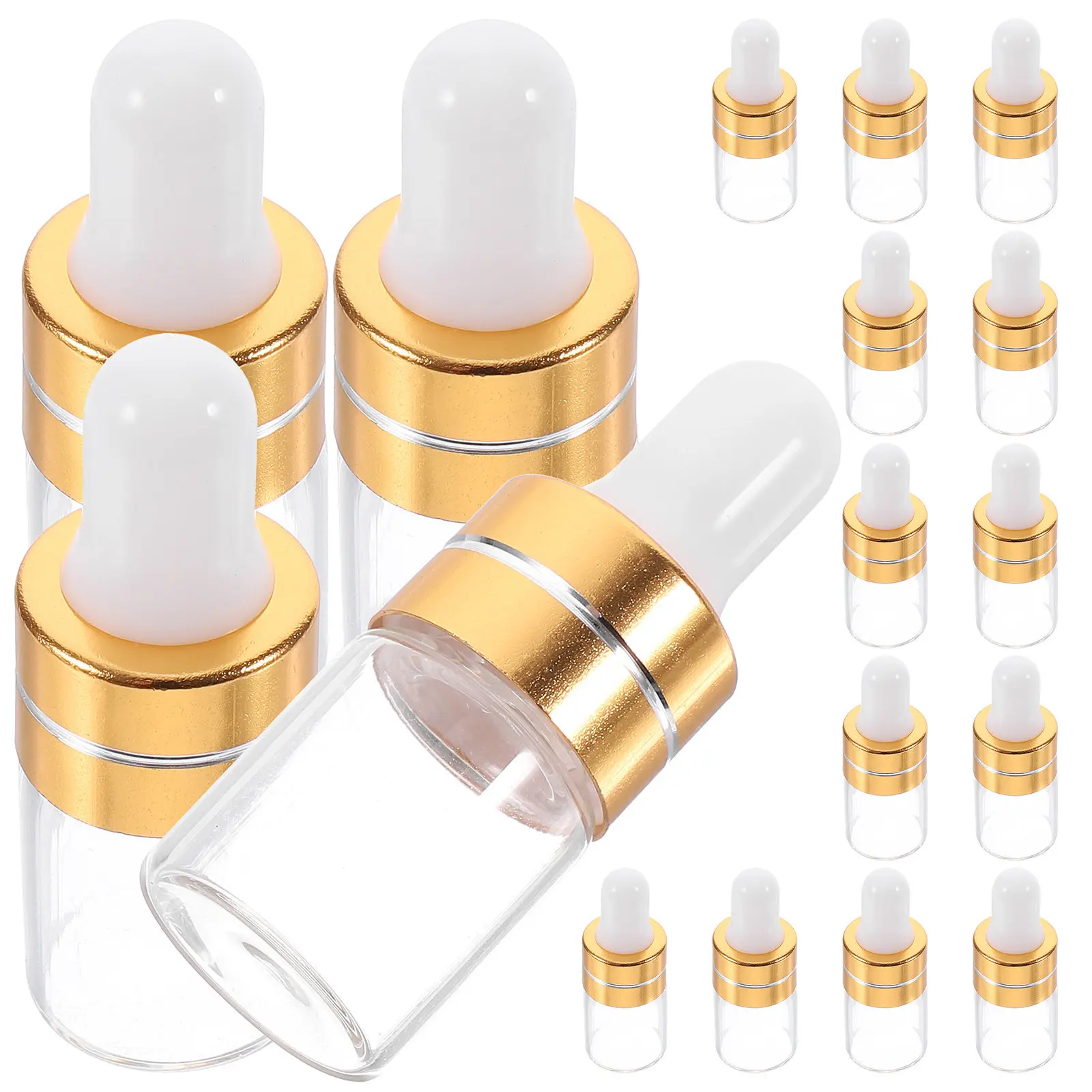 50-個の小さなガラス製スポイトボトル-2ml-透明詰め替え可能なエッセンシャルオイルサブパッケージボトル-トナー筋肉緩和液用