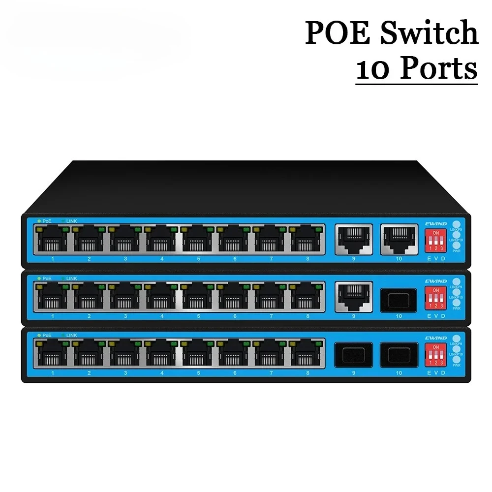 

2026 гигабитный коммутатор POE, 8 портов, 10/100/1000 Мбит/с, 2 порта Uplink для IP-камеры/беспроводной точки доступа AI Smart Switch, уличный домашний видеорегистратор