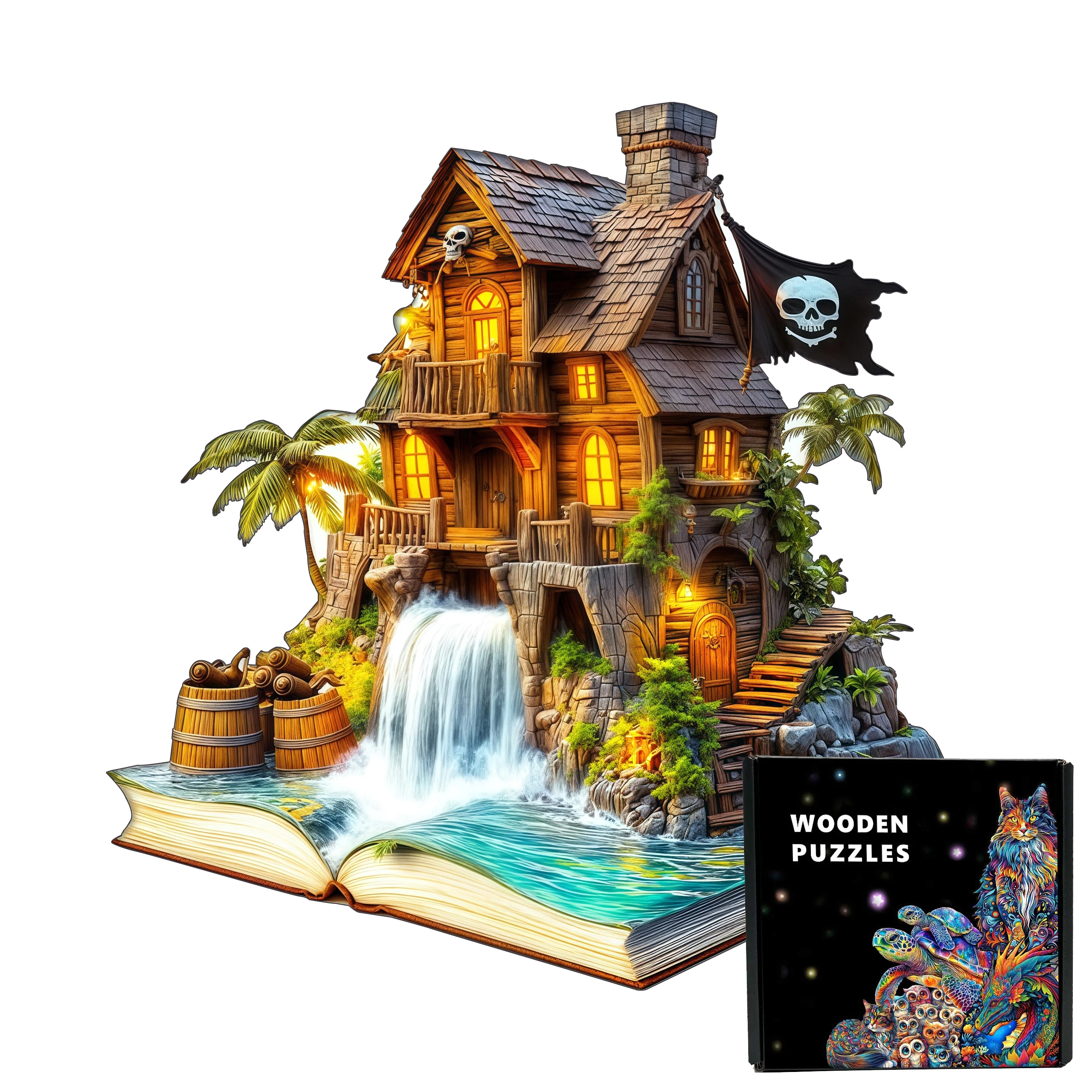 

3d пиратский дом, деревянные головоломки, игрушки, элемент фильма на Хэллоуин, нерегулярные деревянные головоломки, 3d пазлы для взрослых, детские развивающие игрушки