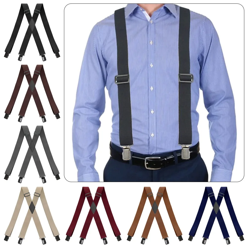 HIgh Quality 3.5cm Wide Men's Suspenders X-shaped 4 Clips Trouser Straps Belt Elastic Jockstrap Harness Unisex